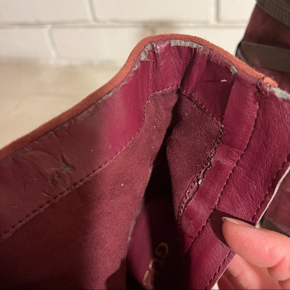 GUESS Suede Stiletto Booties Size 5 Maroon - Picture 11 of 11